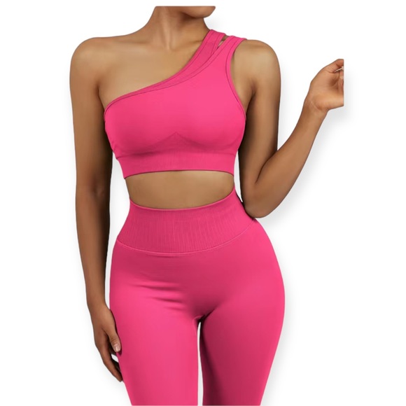 MFF Yoga Workout Sets,One Shoulder
Sports Crop Top With Butt Lifting Leg… - Picture 2 of 8